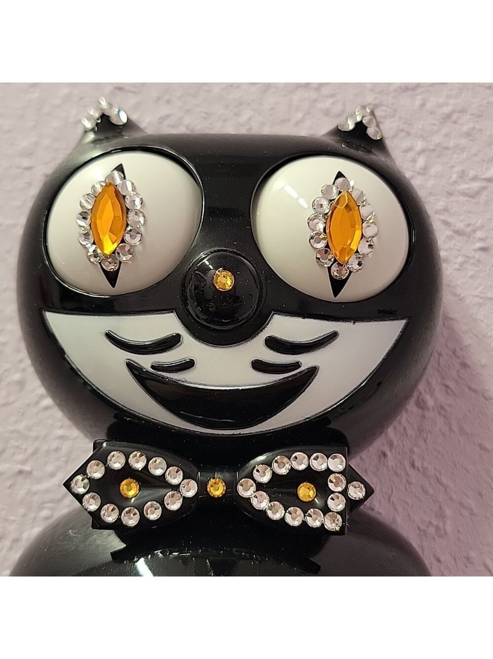 Jeweled Classic Black Kit-Cat Klock clock SUPER RARE Silver & Gold